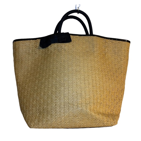 Woven Straw Tote Bag with Decorative Bow - Picture 11 of 11
